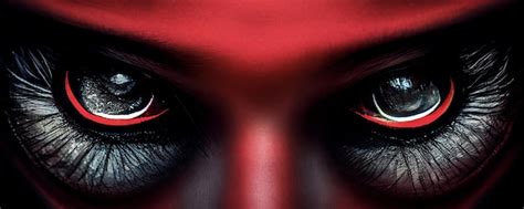 Premium Photo | 3D Render Close up of scary eyes on black background