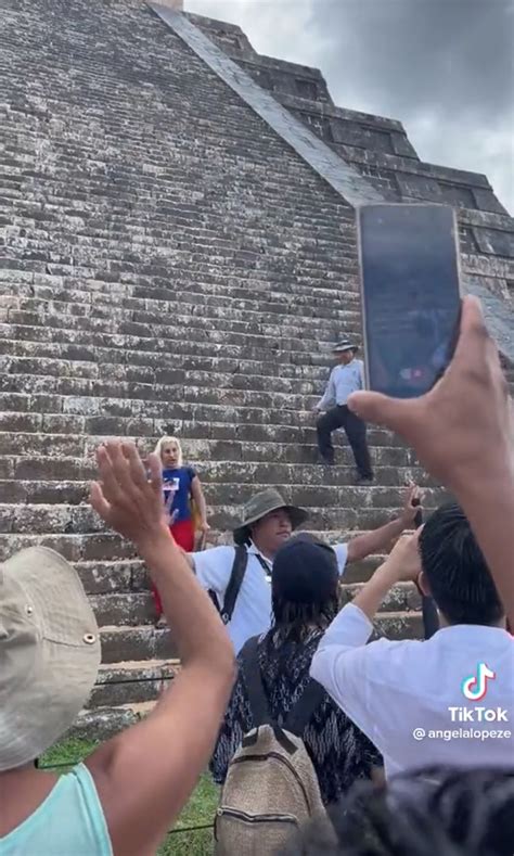 A tourist sparks outrage after climbing a Mayan pyramid in Mexico