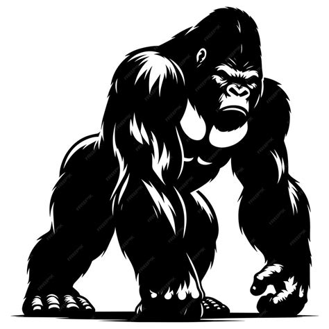 Angry Gorilla Silhouette Isolated On White Background Minimalist