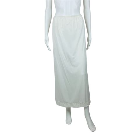 Vintage Nylon Slip Skirt Long White Lace Kick Pleat Lingerie Etsy