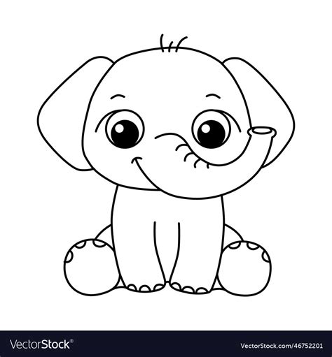 Elephant cartoon coloring page for kids Royalty Free Vector