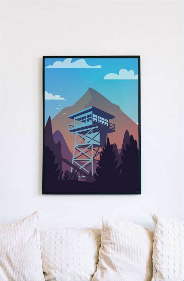 watchtower poster building illustration custom