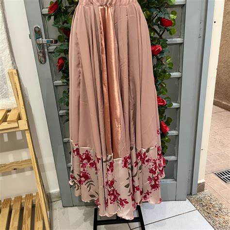 Saia Rodada Nude Barrado Orquídea Sedinha Elo