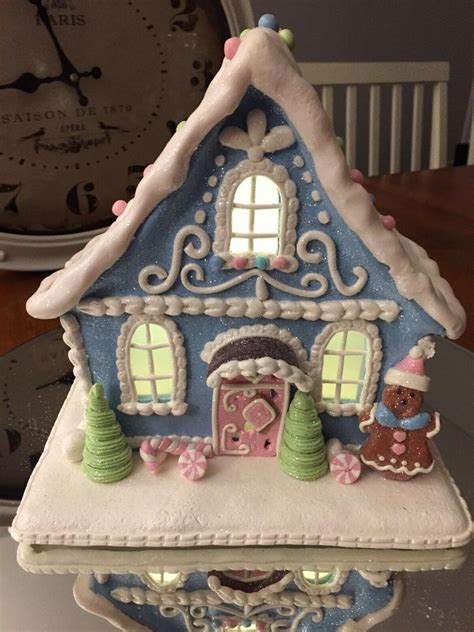 Pastel Blue Lit Gingerbread House By Valerie Parr Hill 2038210226