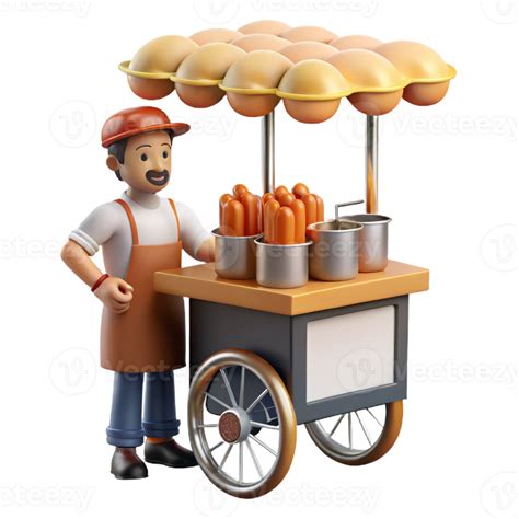 stunning classic Street vendor selling hot dogs, steam rising, bright