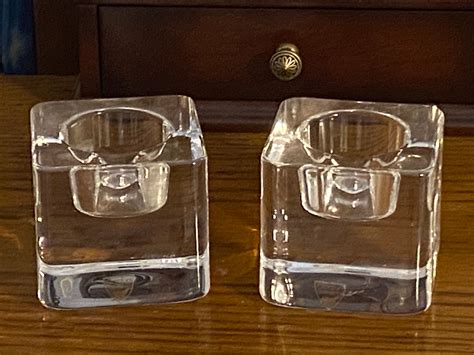 Vintage Pair Of Orrefors Ice Cube Crystal Glass Votives Etsy