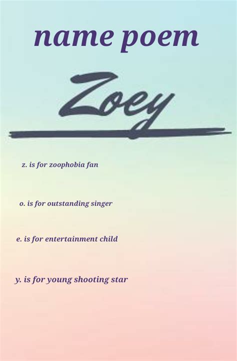 Name Poem By Zoeytmstmd On Deviantart