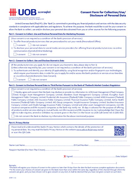 Fillable Online Consent Form For Collection Use And Disclosure