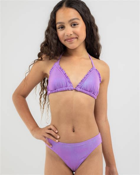 Shop Kaiami Girls Princess Triangle Bikini Set In Lilac Fast Shipping Easy Returns City