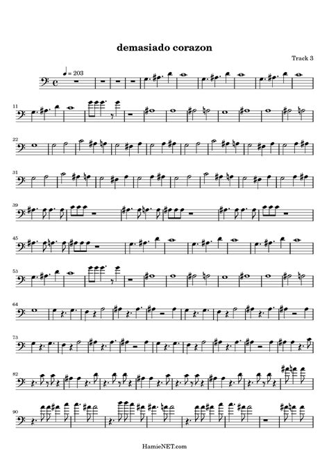 Demasiado Corazon Sheet Music Demasiado Corazon Score Hamienet