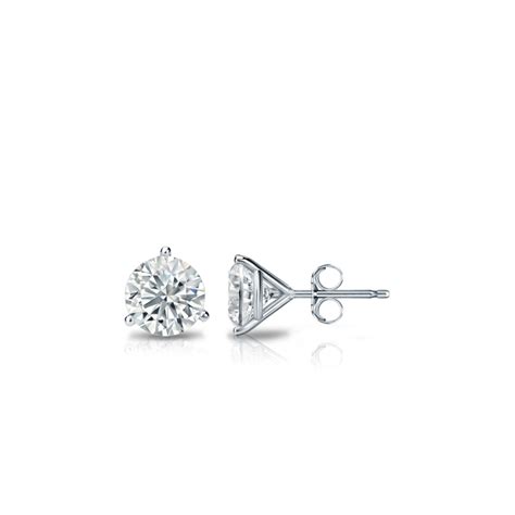 Natural Diamond Stud Earrings Round 0 33 Ct Tw J K I2 14k White