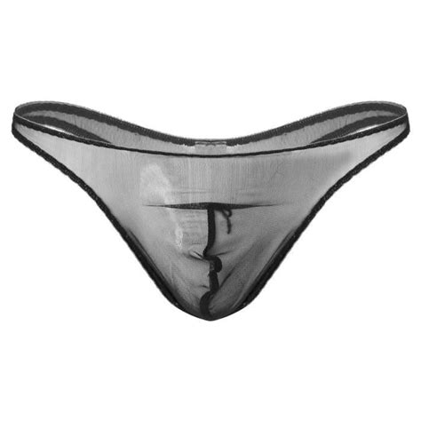 Iixpin Slip Homme Sexy Transparent Bulge Pouch String Jockstrap Gay Culotte String M Xxl Noir