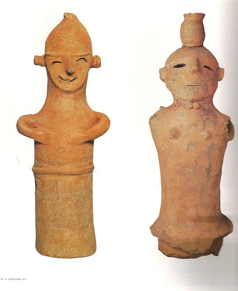 Haniwa Smiling Figure Woman Withe The Vase On Her Head The Smile
