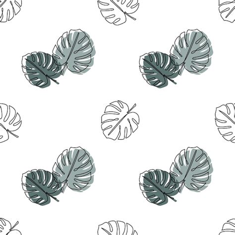 Premium Vector Monstera Tropical Leaves Seamless Pattern