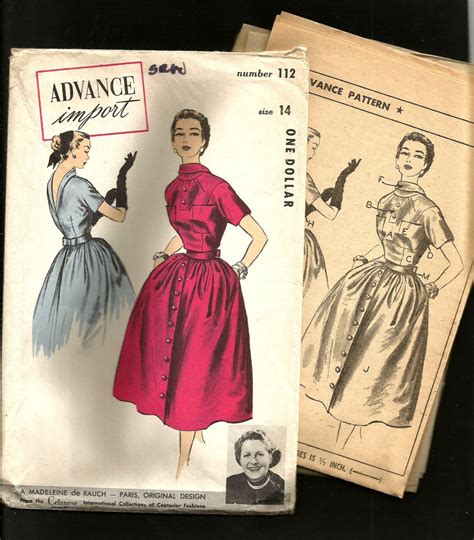 SALE 1950s RARE Advance Import Couturier Dress Sewing Pattern Etsy