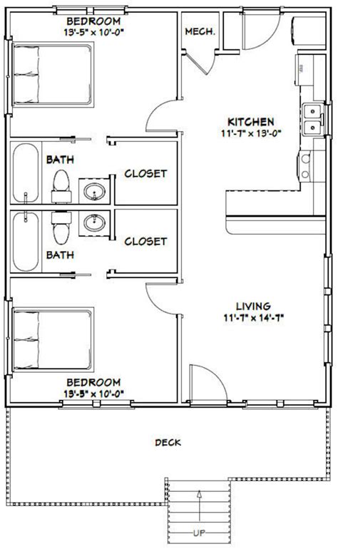 X House Bedroom Bath Sq Ft Pdf Floor Plan Etsy