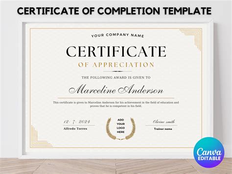 Editable Certificate of Completion Template, Certificate of Completion ...