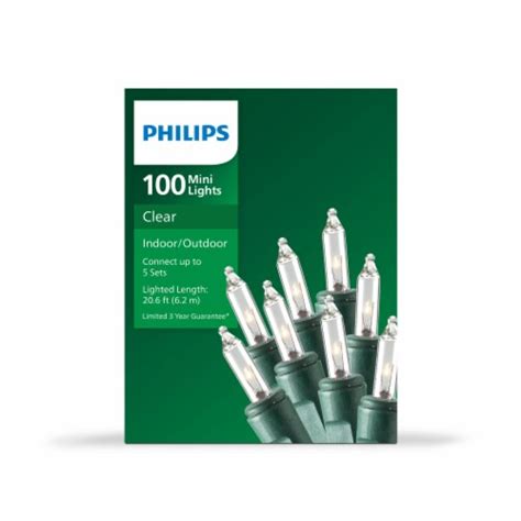 Philips 100 Ct Mini Incandescent Lights Clear Christmas Holiday Decor