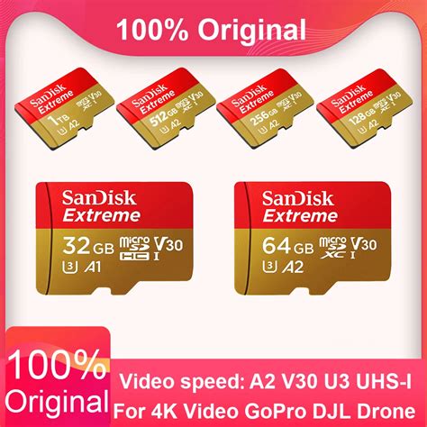 SanDisk Cart O De Mem Ria Extreme Original Micro SDXC A2 U3 UHS I Cards