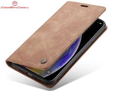 CaseMe IPhone XS Retro Wallet Stand Magnetic Flip Case Brown