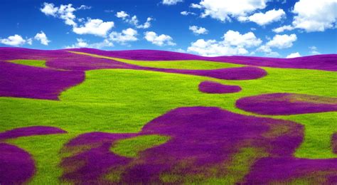 Bliss Windows Xp Default Wallpaper But With Purple Stable Diffusion