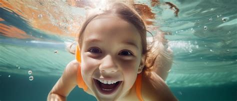 Una niña en bikini nadando bajo el agua Foto Premium