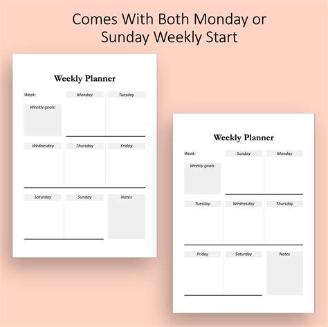 Simple Weekly Planner Printable – Diary of a Journal Planner