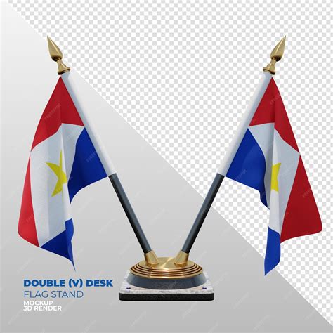 Premium Psd Saba Realistic 3d Textured Double Desk Flag Stand For