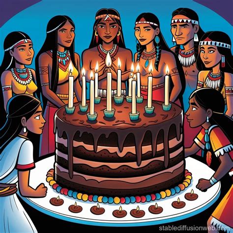 Native American Tribe Celebrates With Cake Stable Diffusion Online