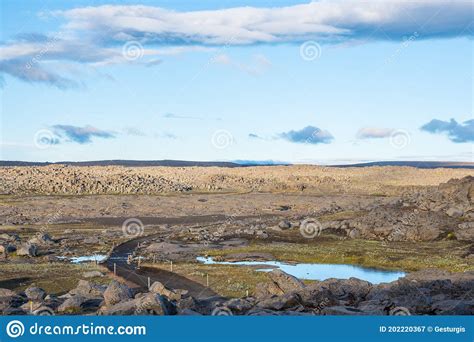 The Hiking Path Towards Dettifoss Waterfall in the Wilderness of ...