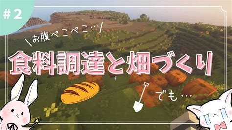 2 【マイクラ】初の食料ゲットと畑づくりのはずが【マインクラフト Minecraft ゲーム実況 女性実況 初心者