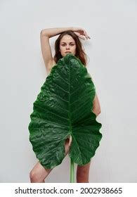 Woman Naked Shoulders Palm Leaf Exotic Stock Photo 2002938665 Shutterstock