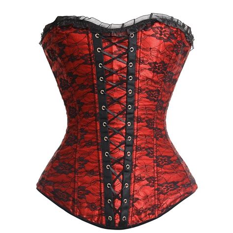 Florata Sexy Lace Embroidery Floral Bustier Corset Black Red Purple