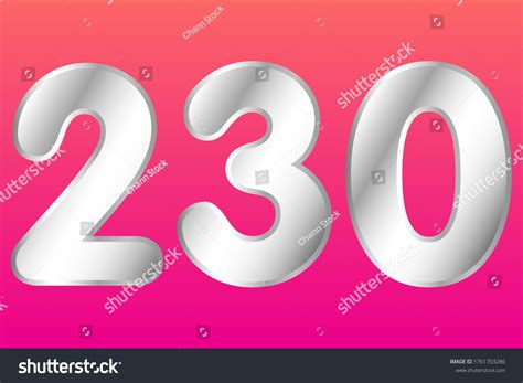 Number 230 Vector Silver Style Eps10 Stock Vector Royalty Free