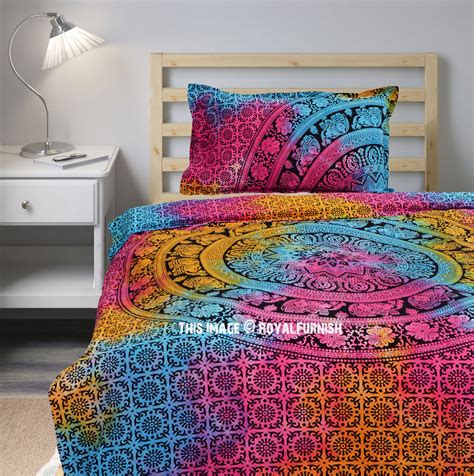 Multi Colorful Boho Hippie Mandala Duvet Cover With One Pillow Sham