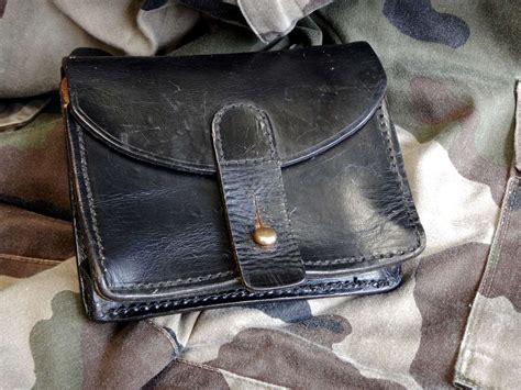 German Ww2 Leather Military Vintage Black Belt Pouch