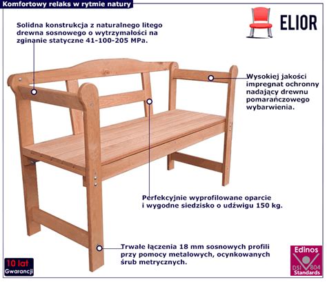 Ławka ogrodowa z impregnowanego drewna Kasja Edinos pl