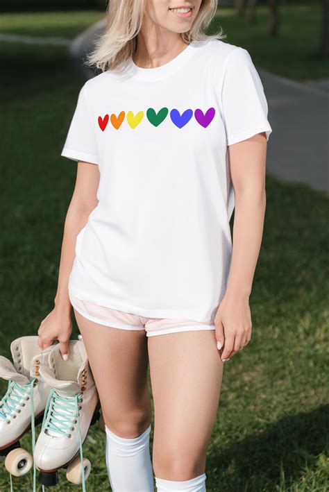 Women Pride T Shirt Rainbow Heart Shirt Gay Mom Shirt Pride Tshirt Gift LGBTQ Proud Parent