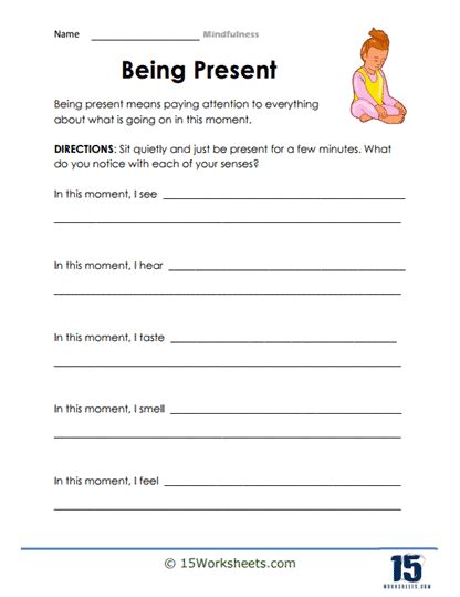 Five Mindfulness Worksheets Mindfulness Worksheets