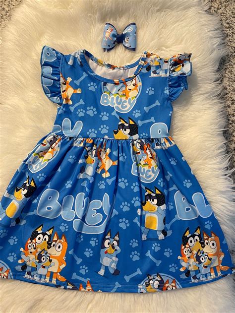 Bluey Inspired New Blue Dress Fast Shipping From Us Etsy