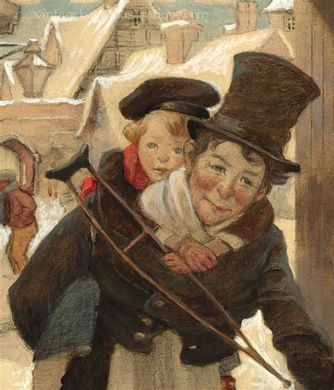 A Detail From An Original Painting Of Tiny Tim And Bob Cratchit On