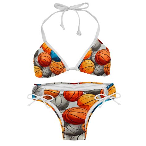 Basketball Detachable Sponge Adjustable Strap Bikini Set Two Pack Swimsuit Suit Beach Pool Party