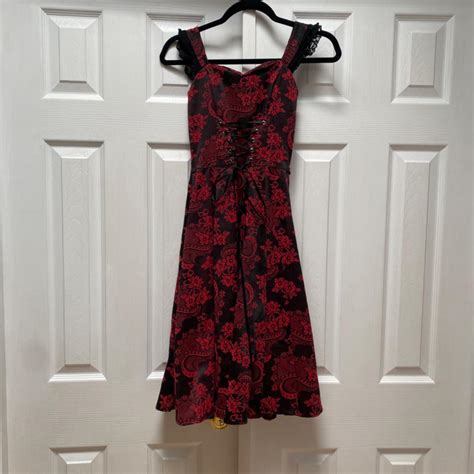 Hearts And Roses London Flock Corset Jacquard Dress Depop