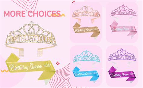 Queenship Birtthday Tiara Crown With Sash For Women
