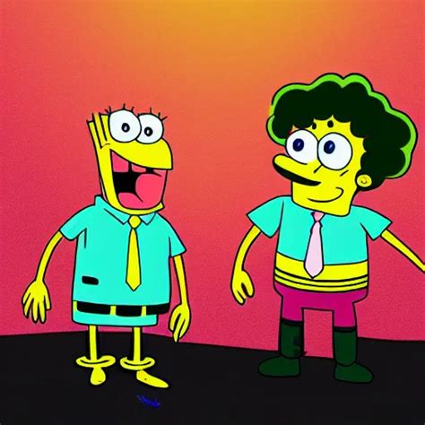 Spongebob And Patrick Star Smoking Weed Digital Art Stable Diffusion