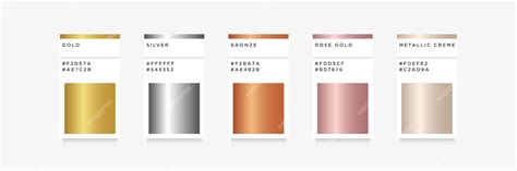 Premium Vector Rose Gold Gold Silver Bronze Gradient Color Palette
