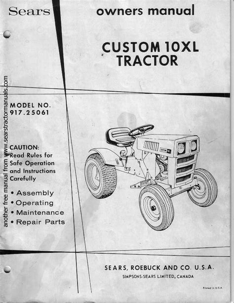 Sears Custom 10xl Owners Manual Pdf Download Manualslib