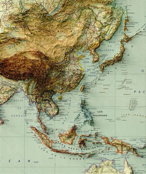 Asia Map Asia 2D Relief Map Asia Vintage Map Asia Poster - Etsy | Asia ...