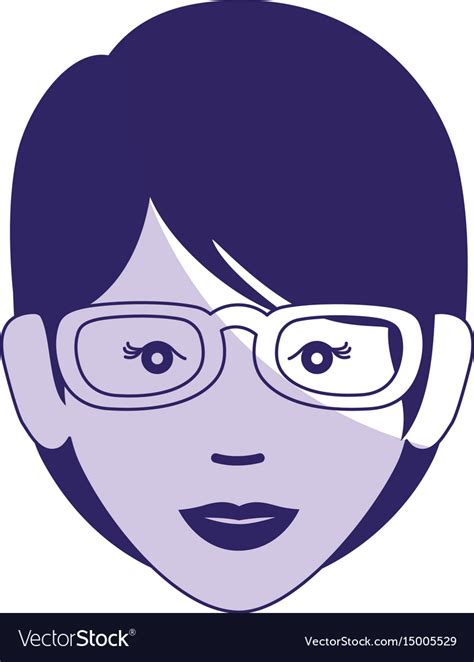 Beautiful And Young Woman With Glasses Character Vector Image