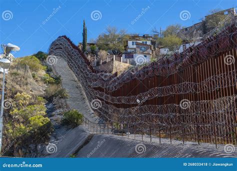 United States Mexico Border Wall Nogales Az Usa Stock Photo Image